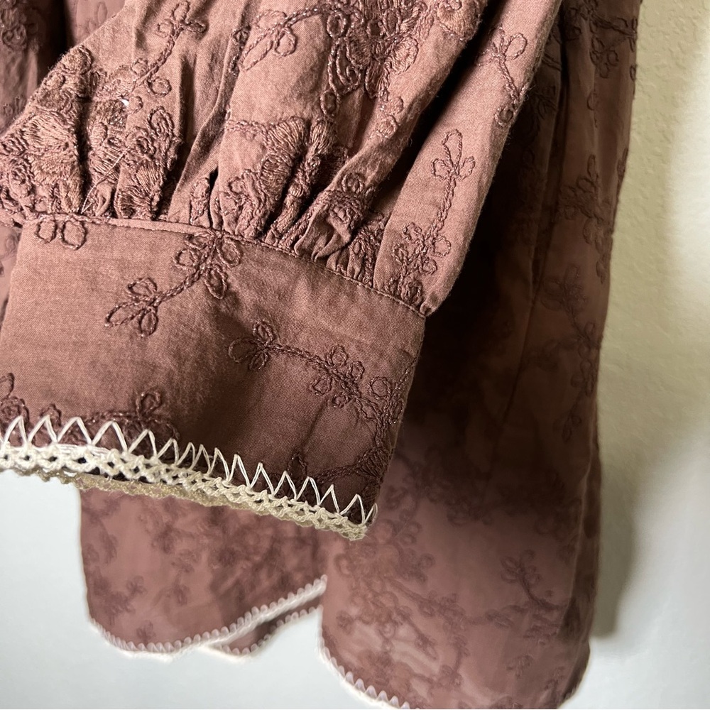 HYACINTH HOUSE Brown Embroidered Trisha Shirt Dress with Pockets Size Large - Picture 7 of 14